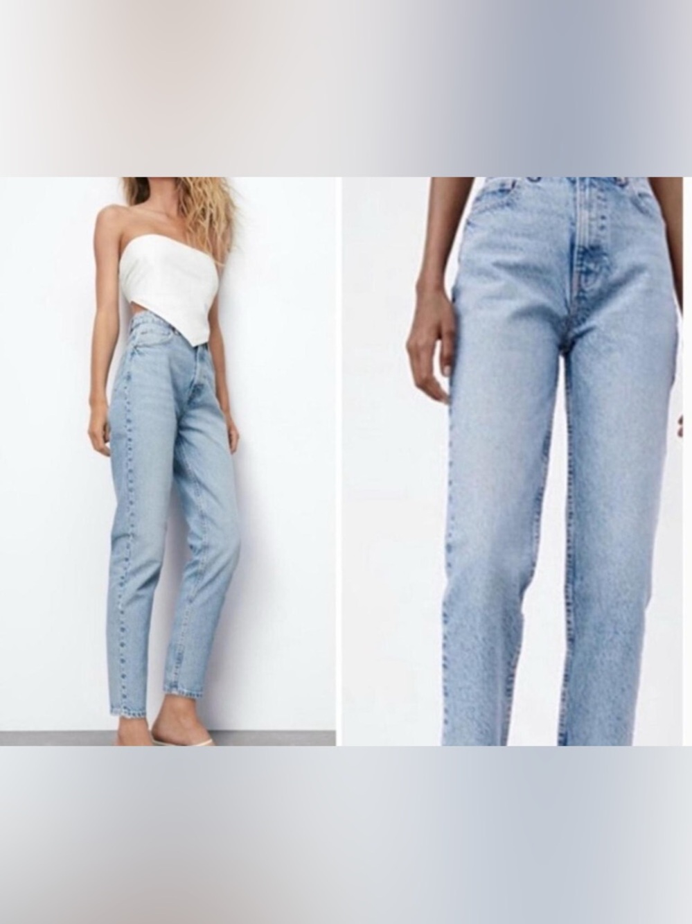 Zara Light Blue High-Waist Relaxed Fit Ankle Cropped Denim Jeans Size 4